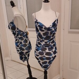 2/$50 New Blue & White Bodycon Mini Dress - Size Small